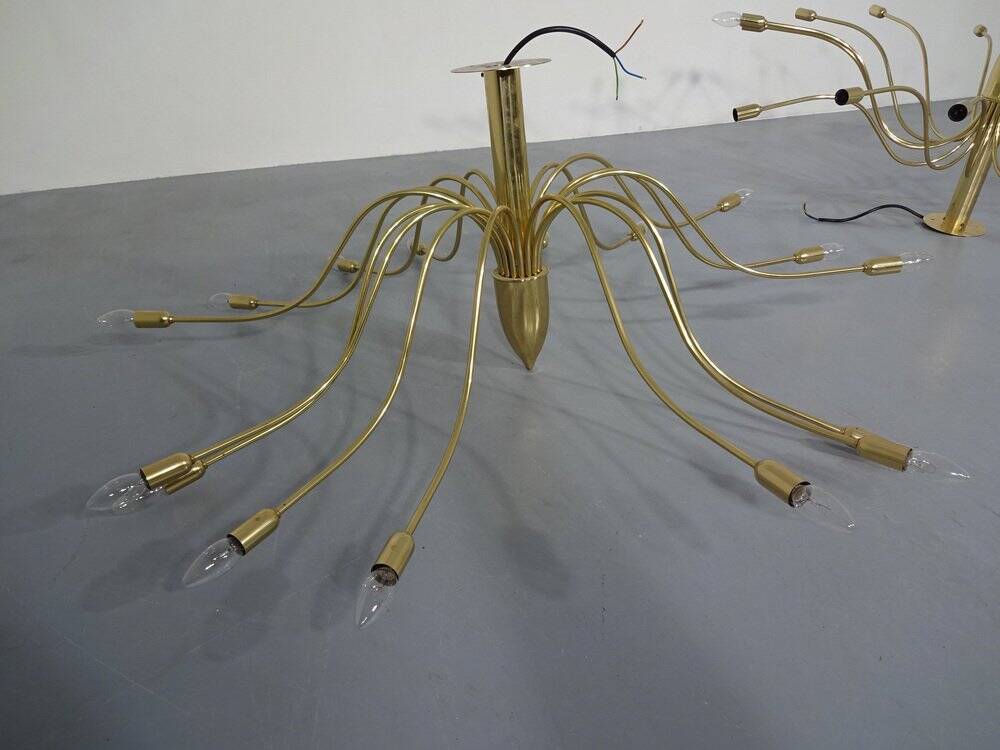 Large Italian brass chandelier, 1960s