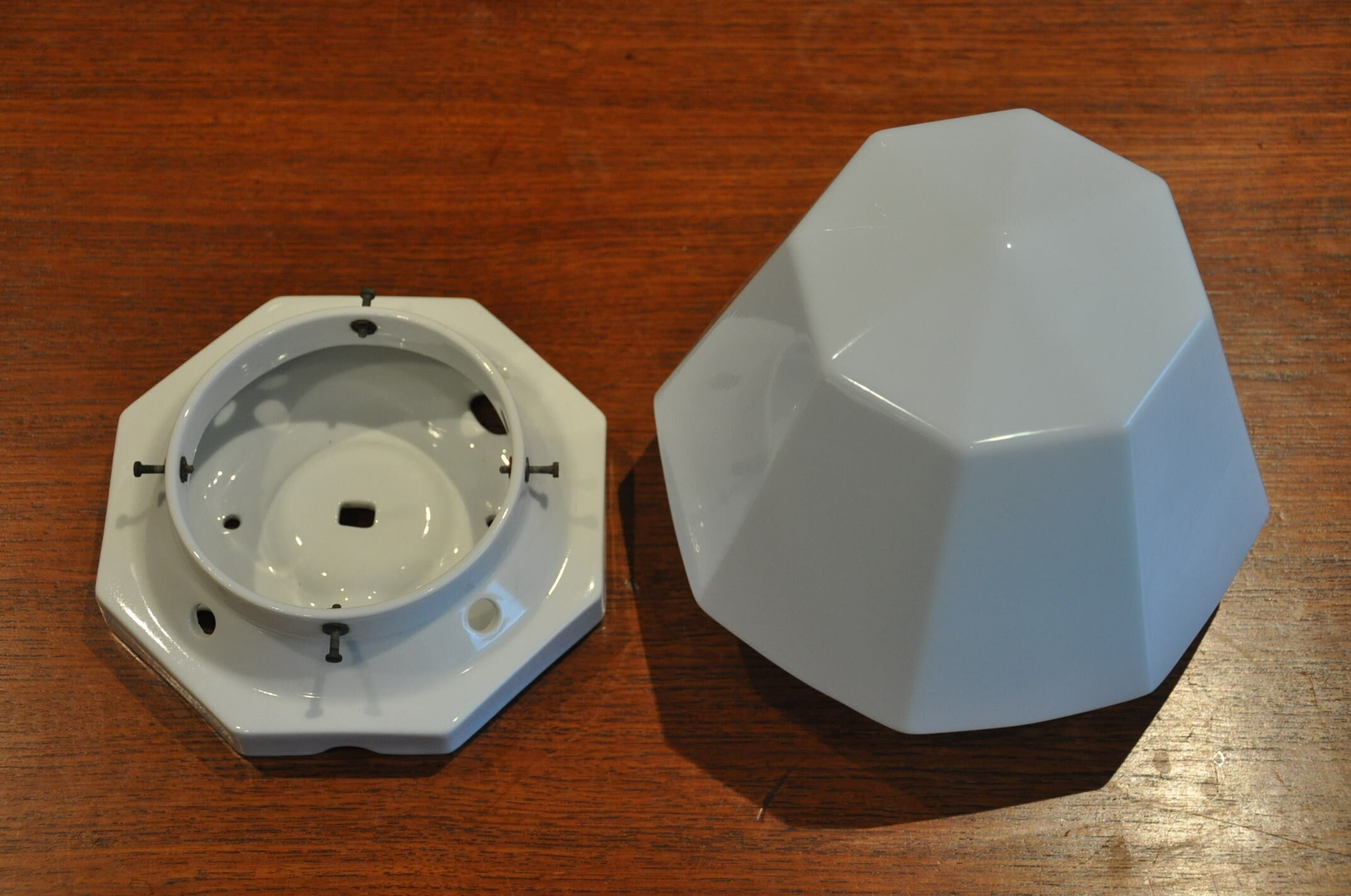 Vintage opaline and porcelain ceiling lamp