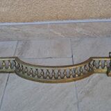 Louis XVI style bronze andirons and fireplace bar