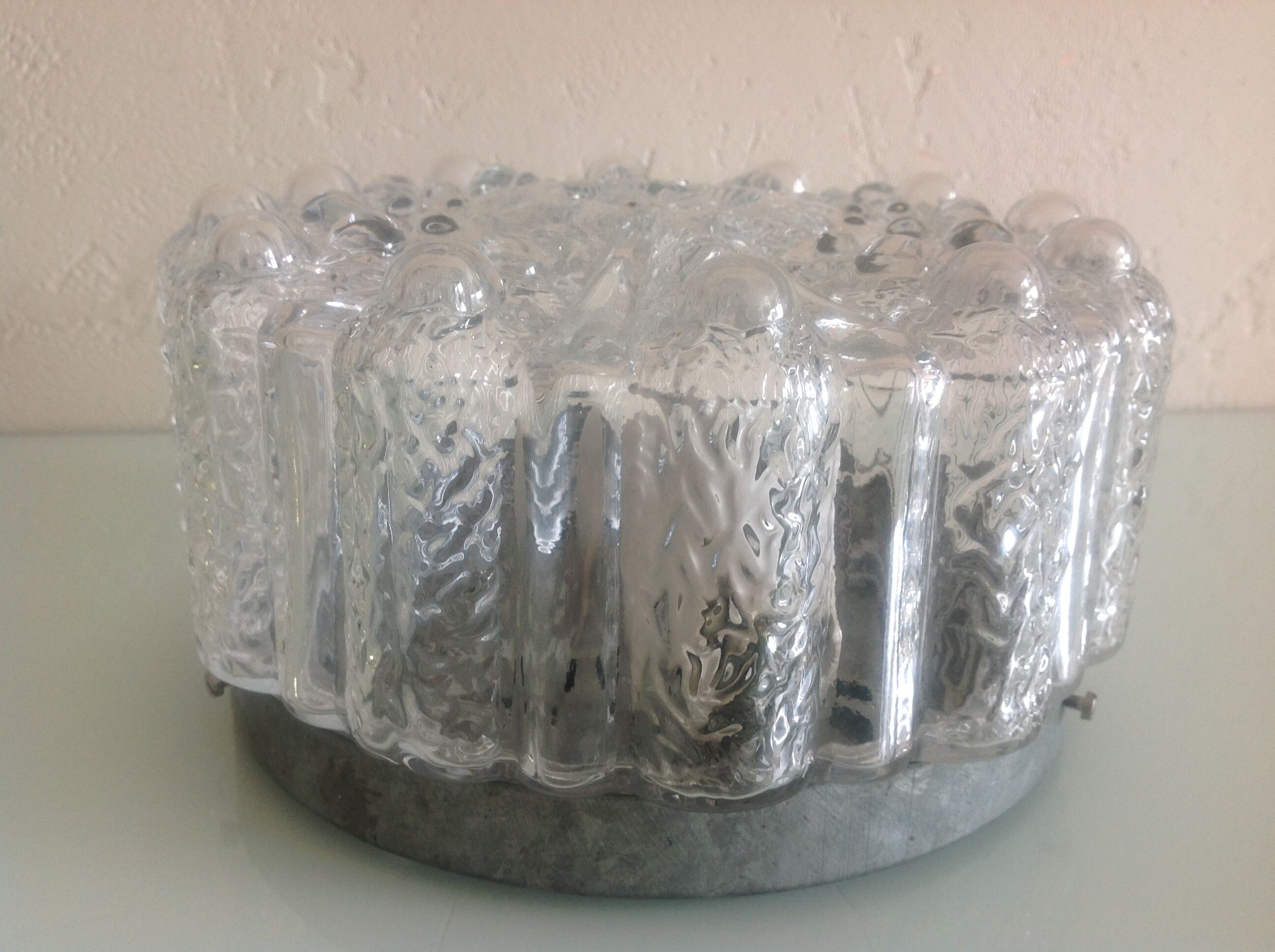 Bulled glass ceiling lamp, vintage 60/70s