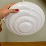 Vintage XXL art deco globe pendant light in white opaline