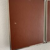 Vintage 1950s triptych barber's mirror, terracotta - 27 x 65 cm