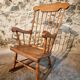 Vintage French Beech Rocking Chair – Mid-20th Century Windsor Style