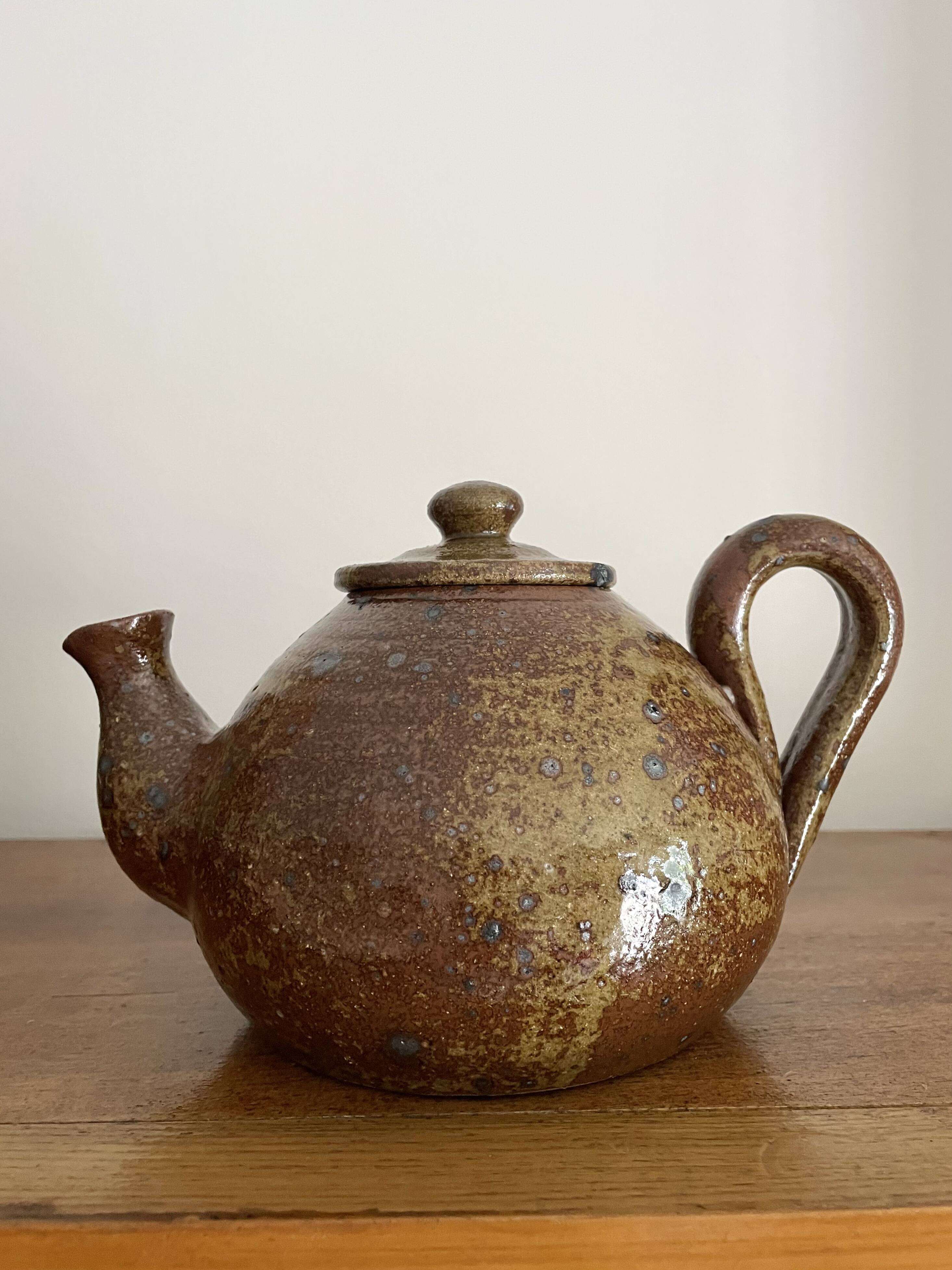 Théière avec 2 tasse à café en grès design vintage