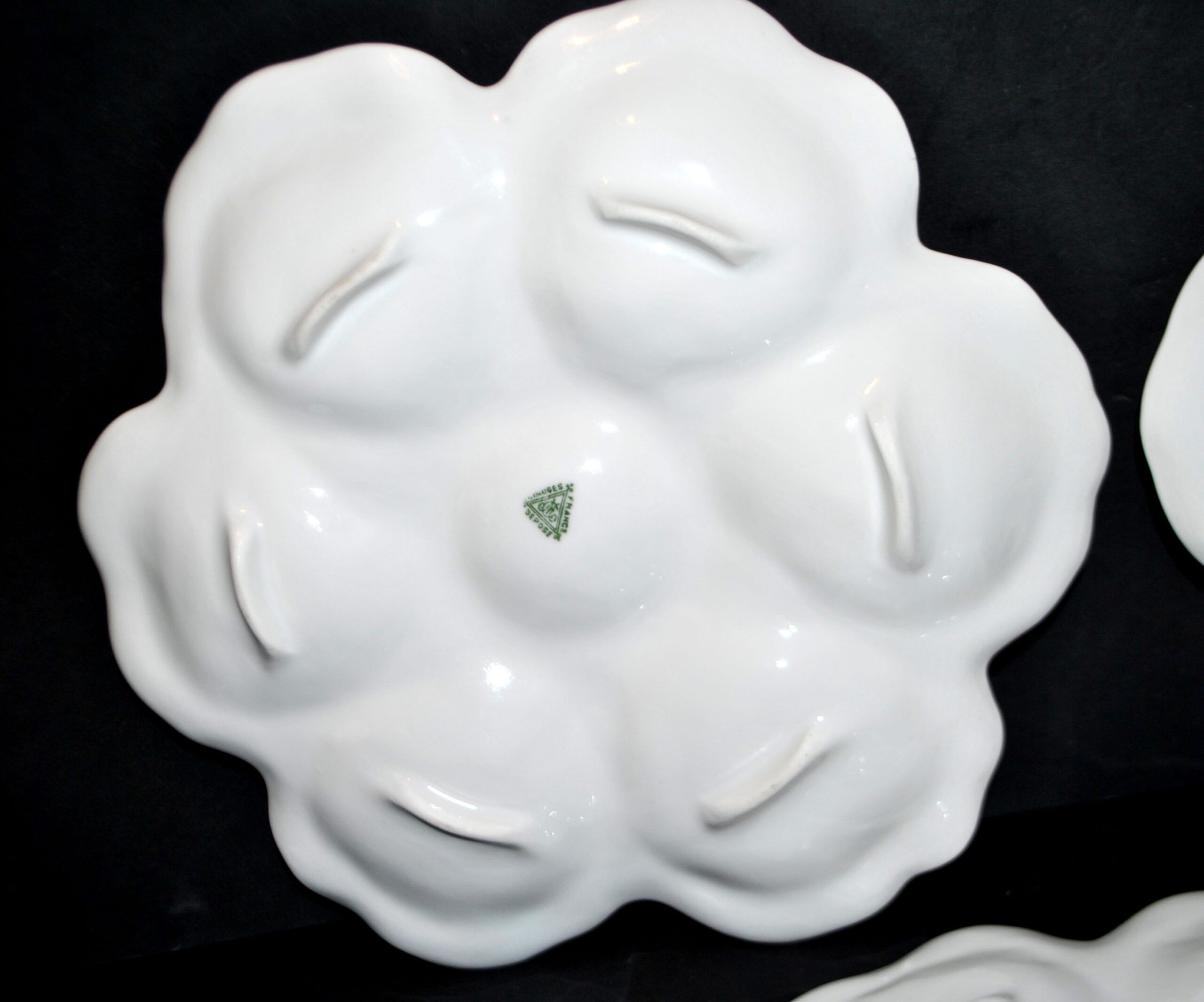 3 Limoges porcelain oyster plates