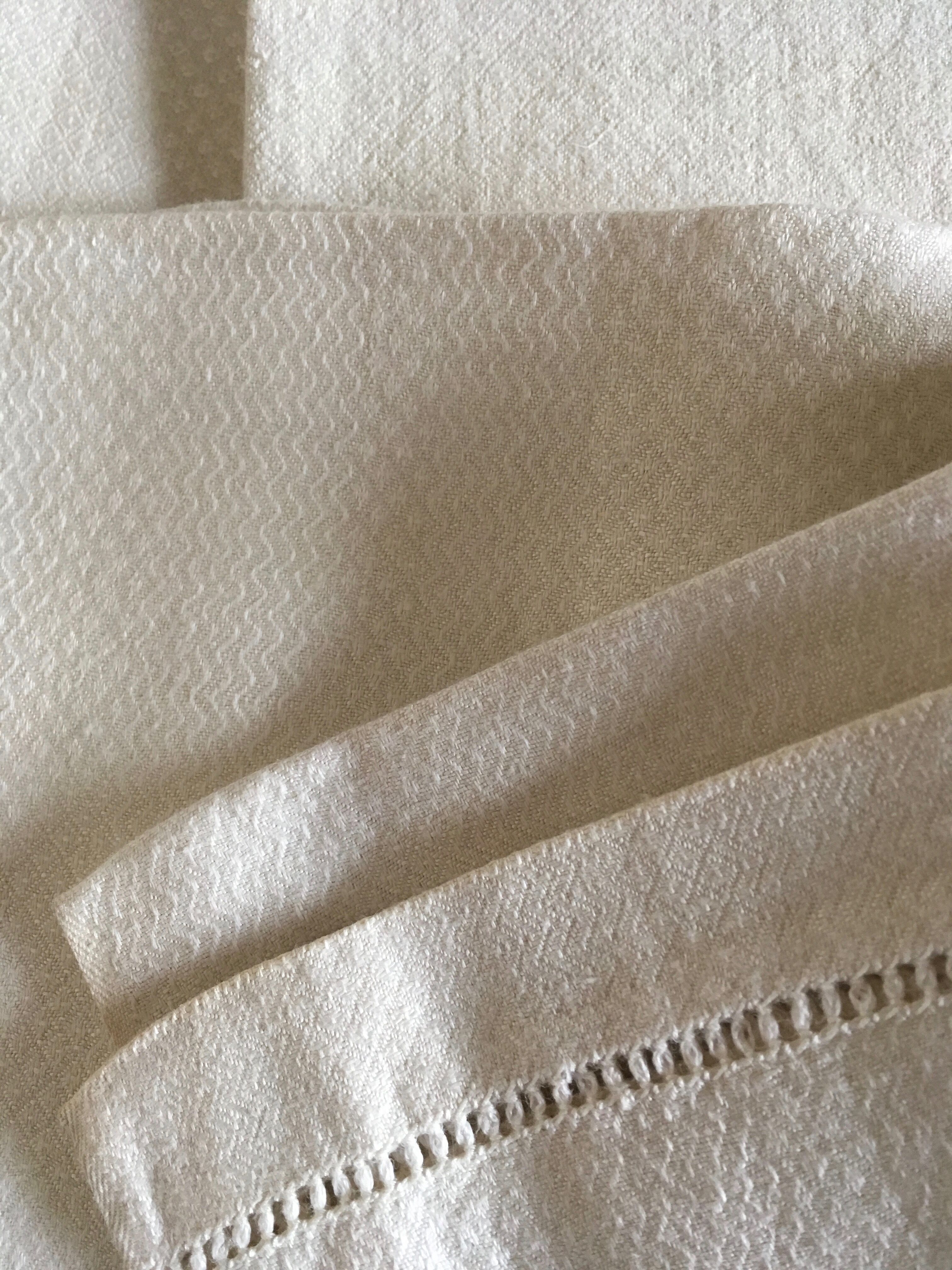 Set 3 towels linen honeycomb Damascus old