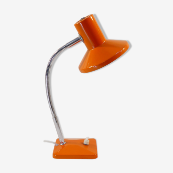 Lampe de bureau articulé vintage en métal orange et chromé annees 60/70
