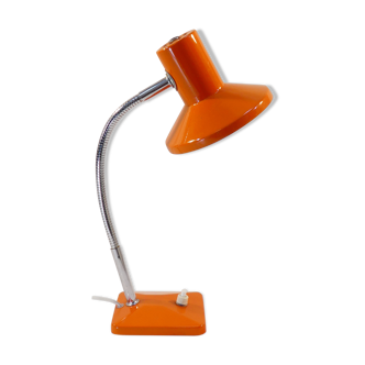 Vintage articulated desk lamp in orange metal and chrome years 60/70