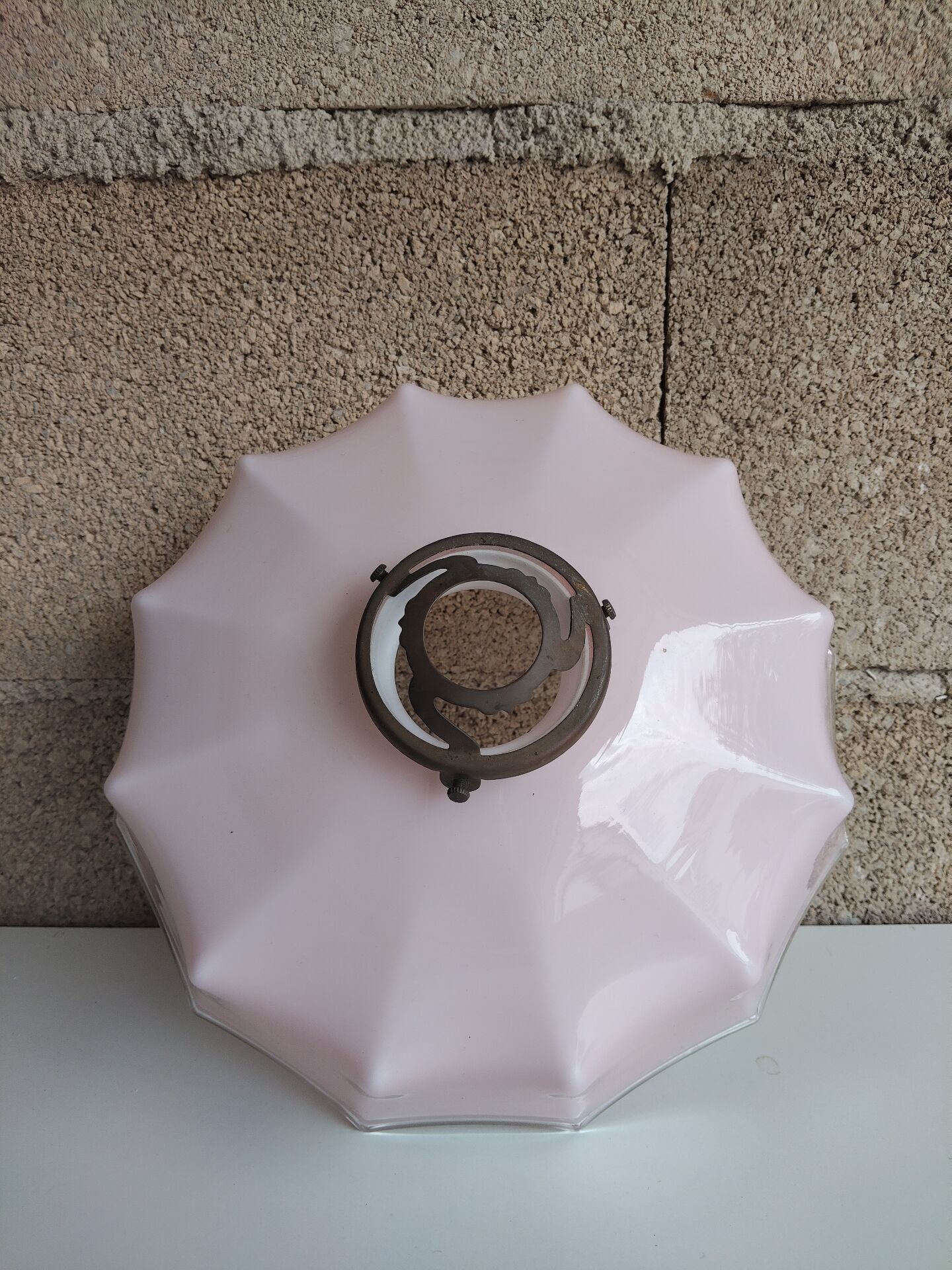 Vintage pink pastel opaline lampshade – 1940s/1960s