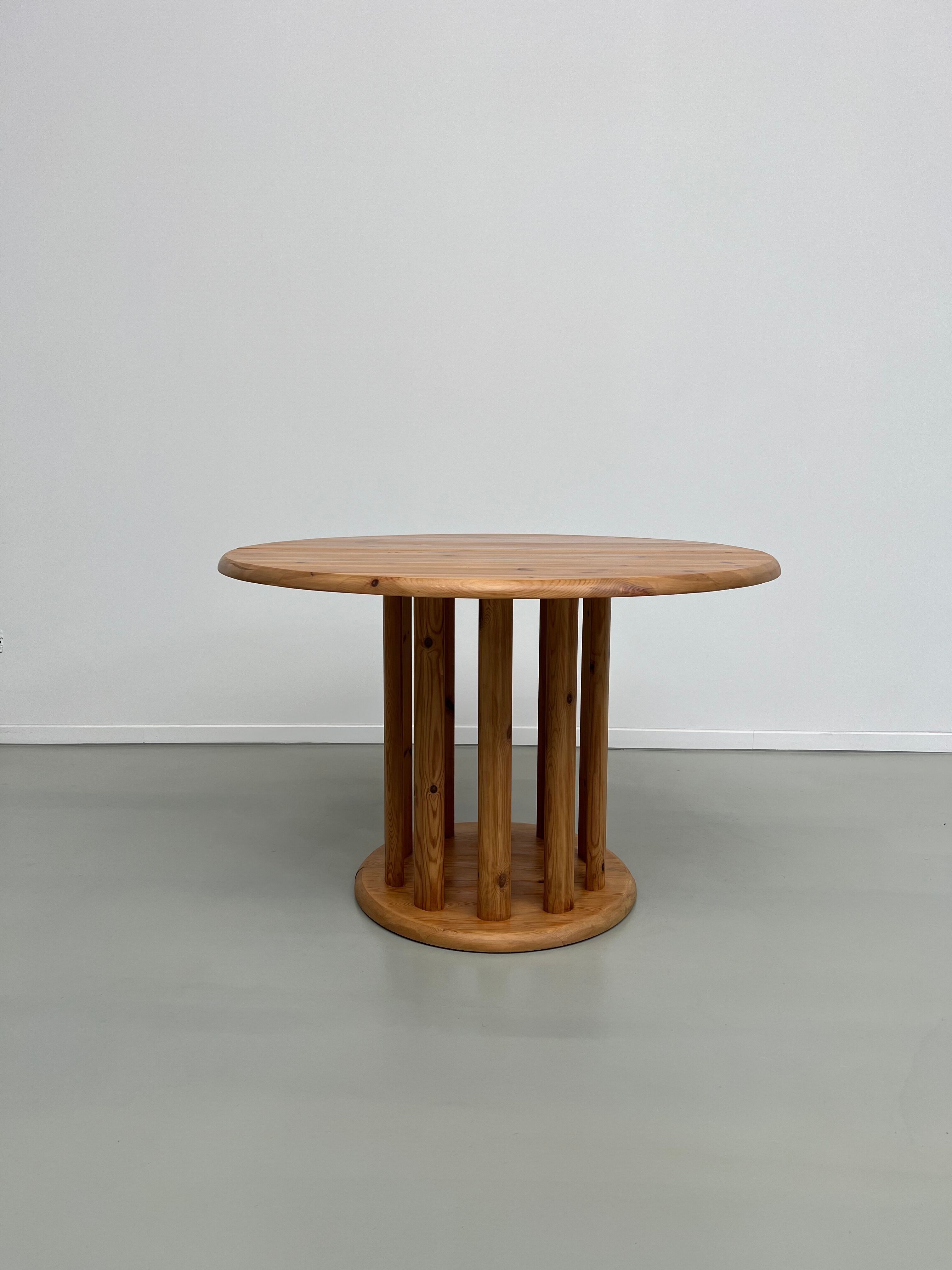Circular pine dining table by Rainer Daumiller, 70s