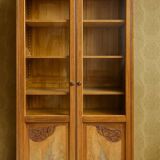 Small cabinet – Art Deco style bookcase in light wood with beveled glass.