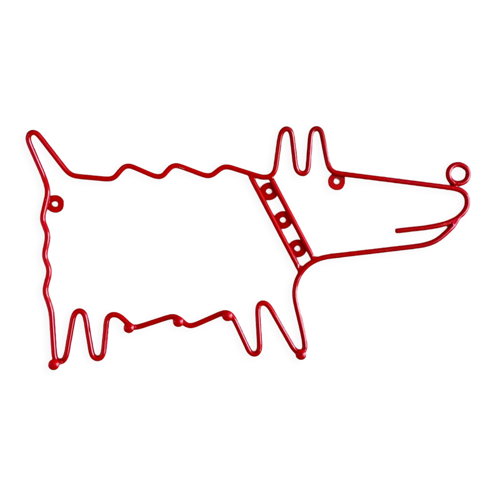 Vintage wall mounted wire metal dog coat rack / hooks / wall deco