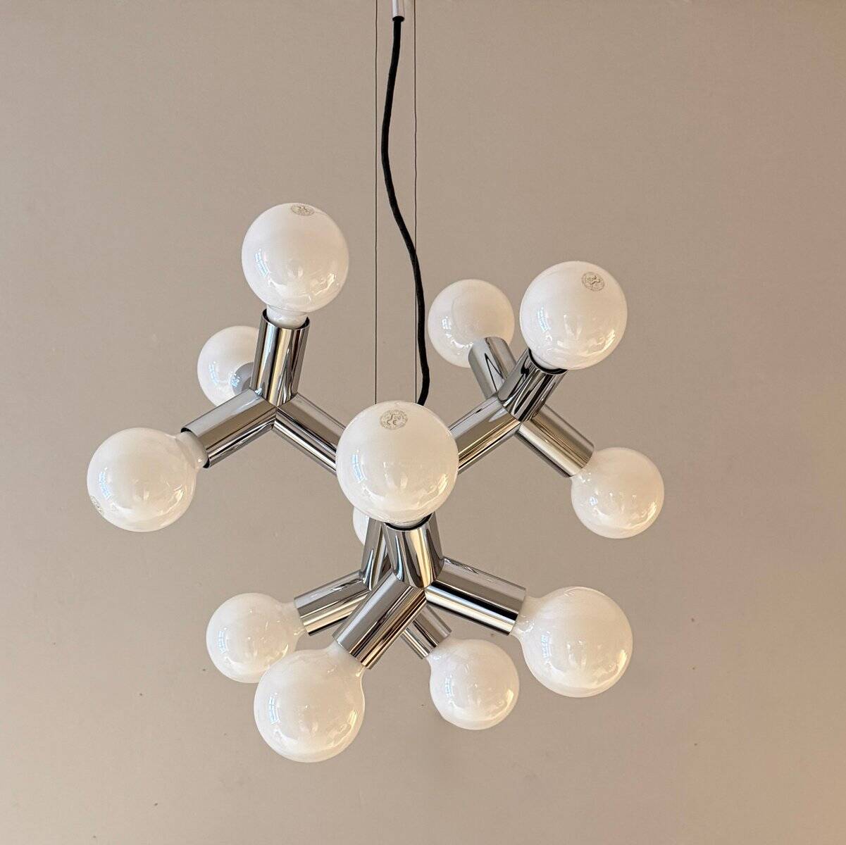 Space Age Atomic Chrome Chandelier by J.T. Kalmar, Germany, 1970