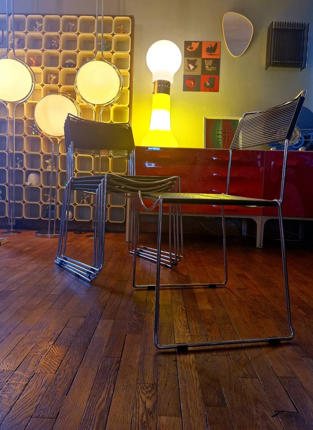 Set of 5 spaghetti chairs by giandomenico belotti for alias vintage 1980
