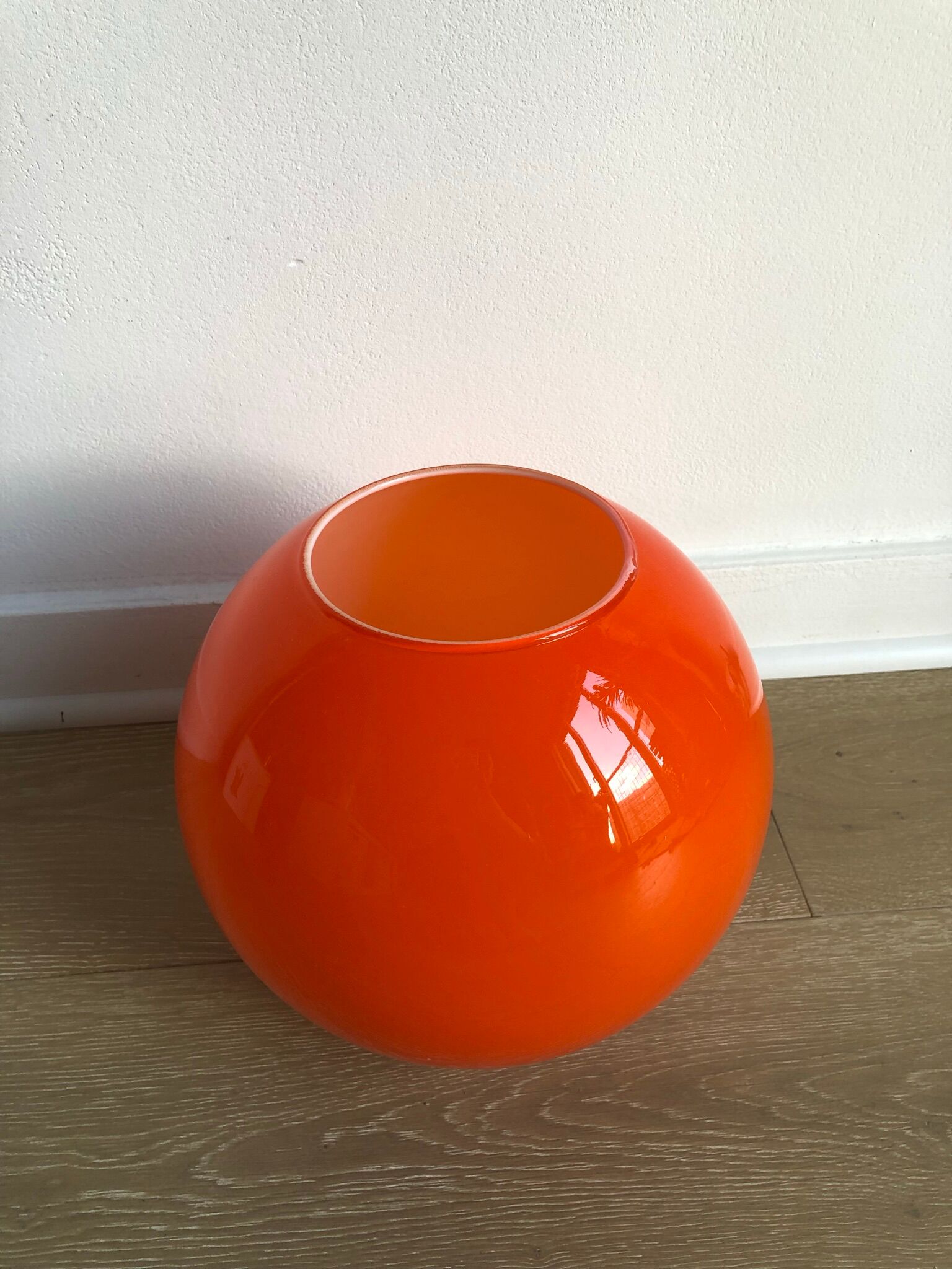 Seventies orange opal globe pendant lamp
