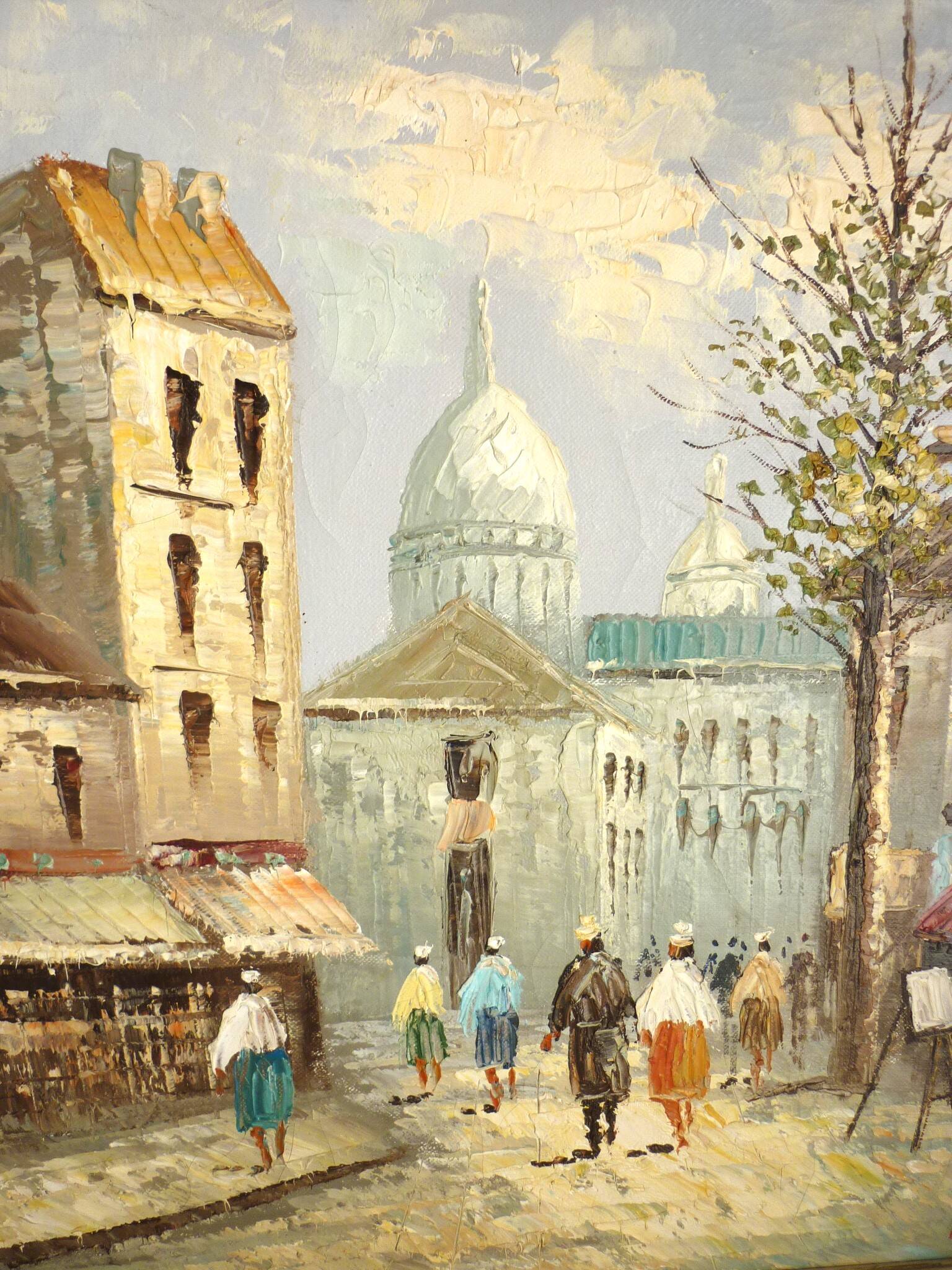 Painting, oil on canvas, Paris Place du Tertre Montmartre, signed Billings