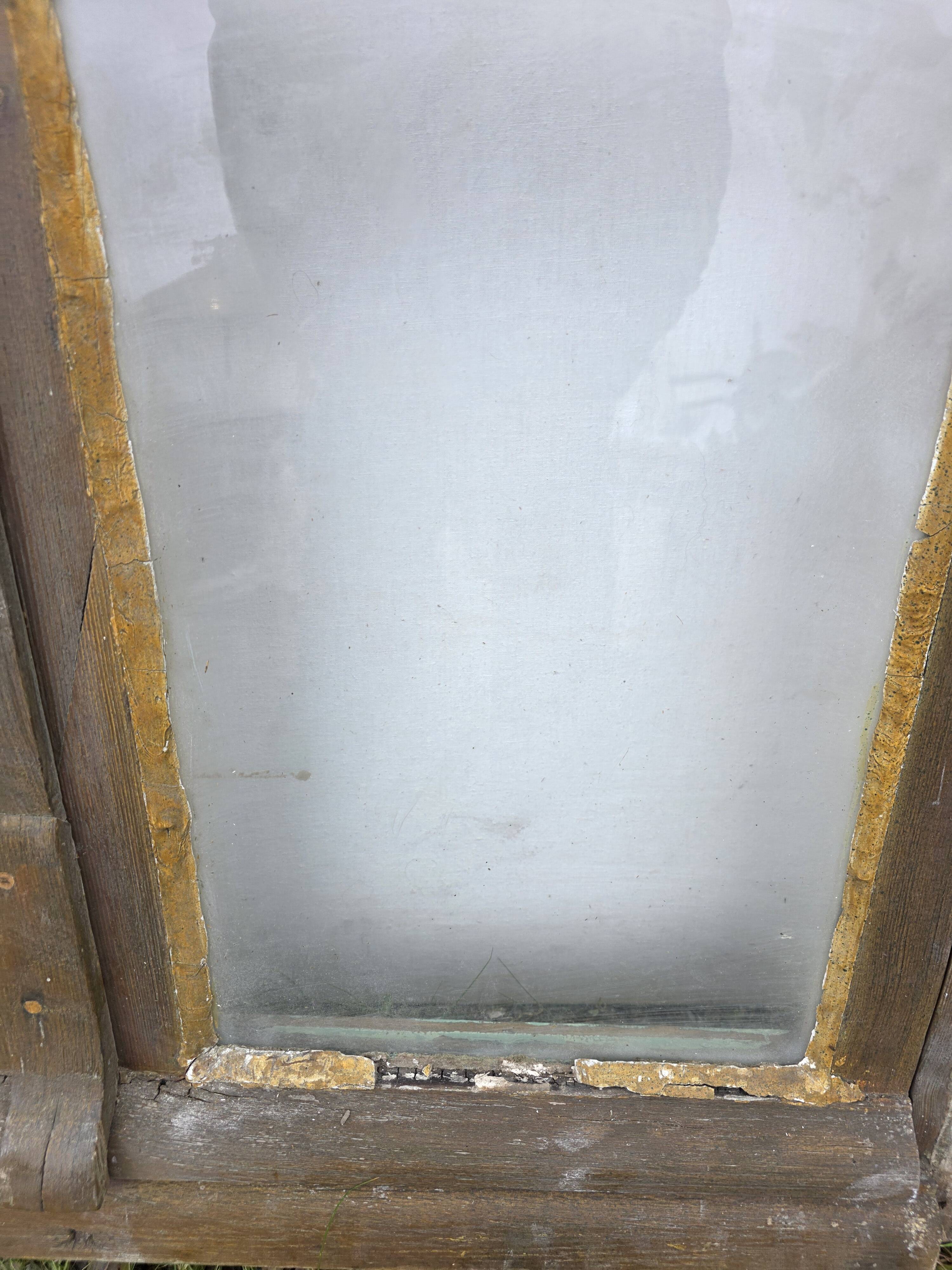 Old fir window with frame (one opening pane)