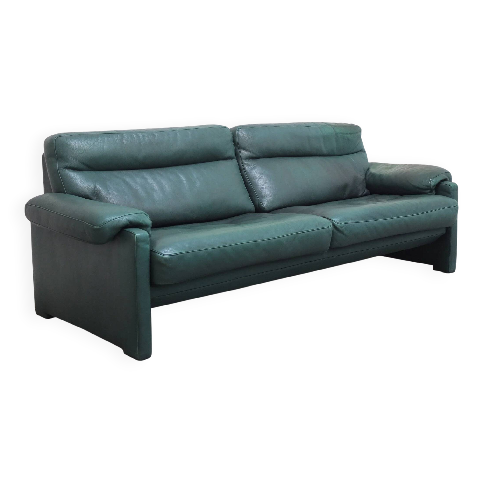 Green leather 3-seater 'DS-70' sofa by De Sede, 1980s