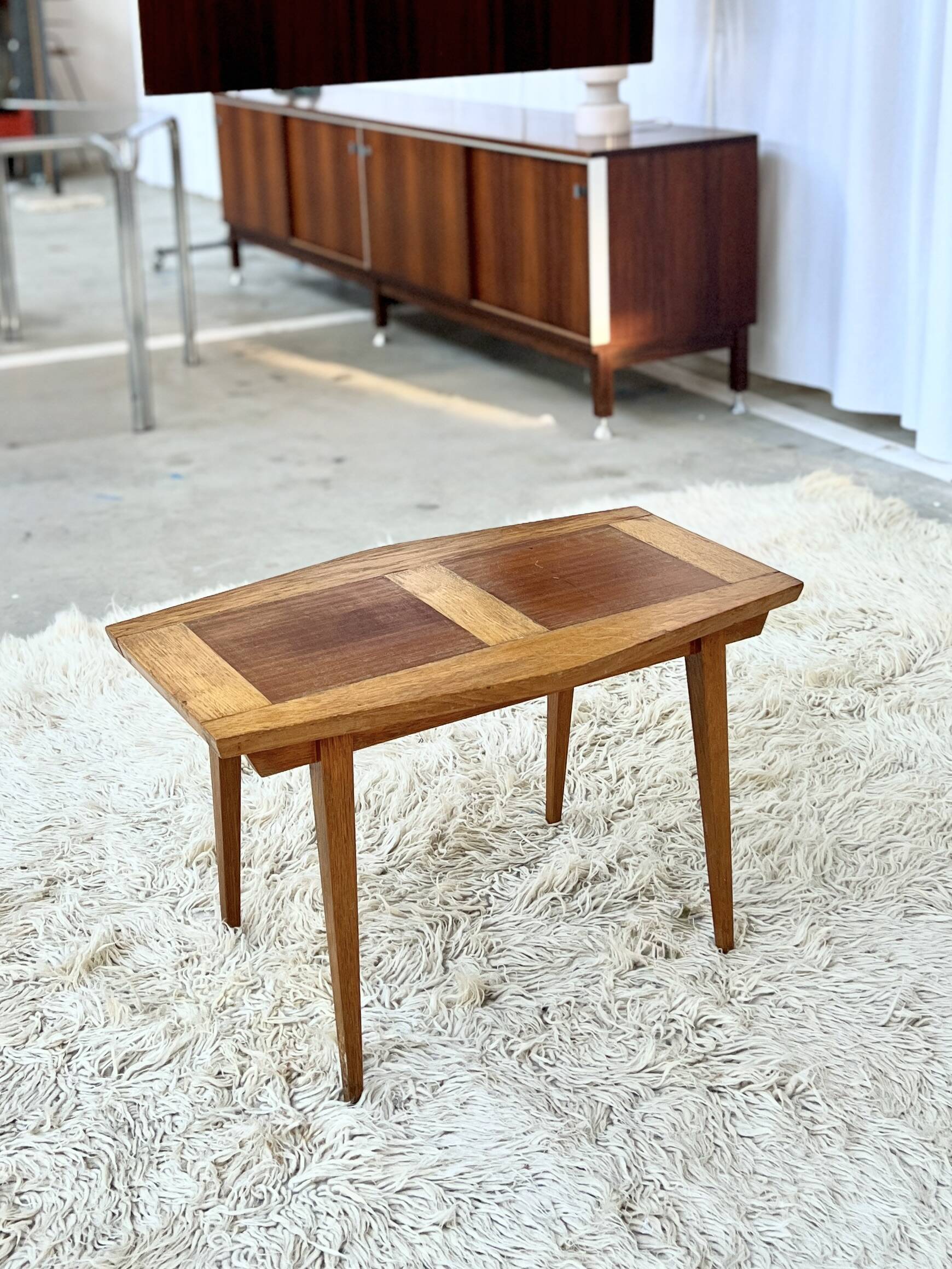 Small Coffee Table 50s – Geometric Marquetry & Compass Legs