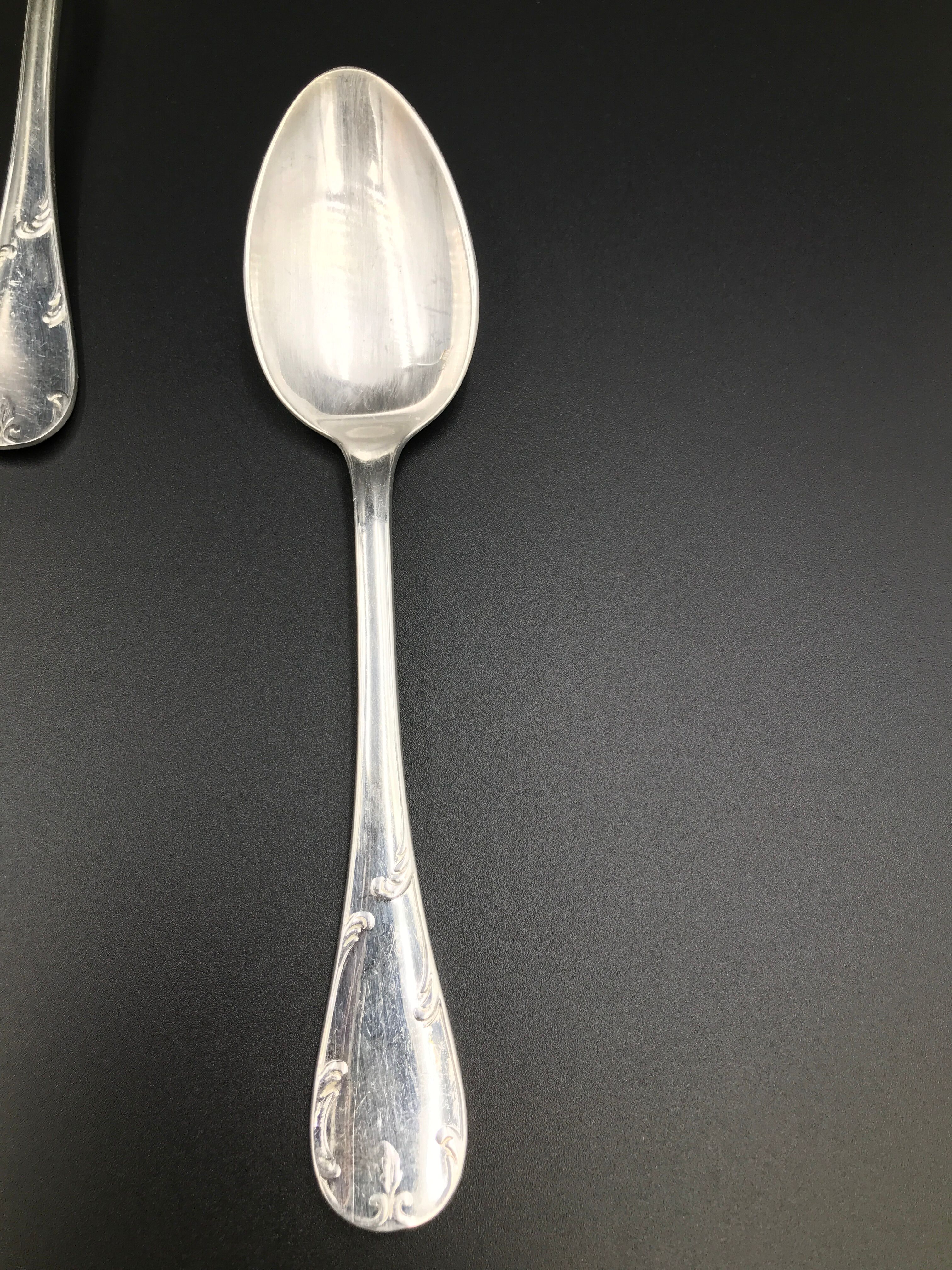 Set of 10 old silver spoons