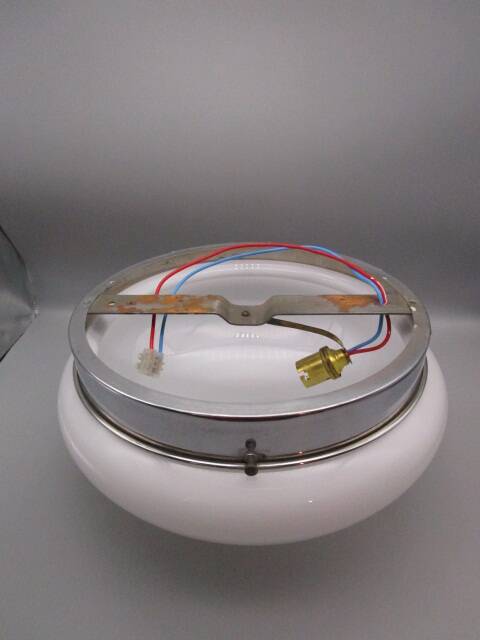 Vintage ceiling light in opaline and chrome metal