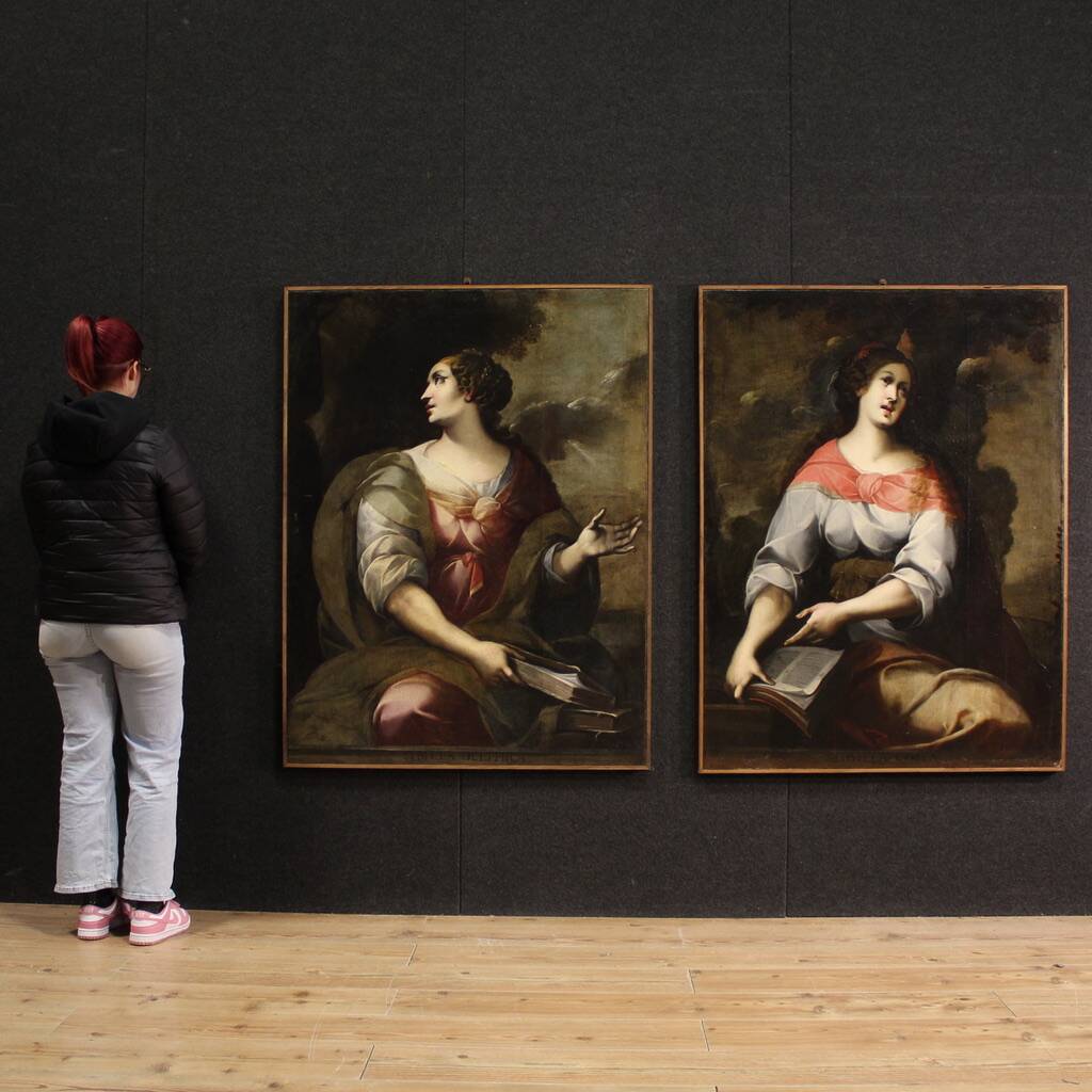 Pair of 17th century Italian paintings, Sibyls