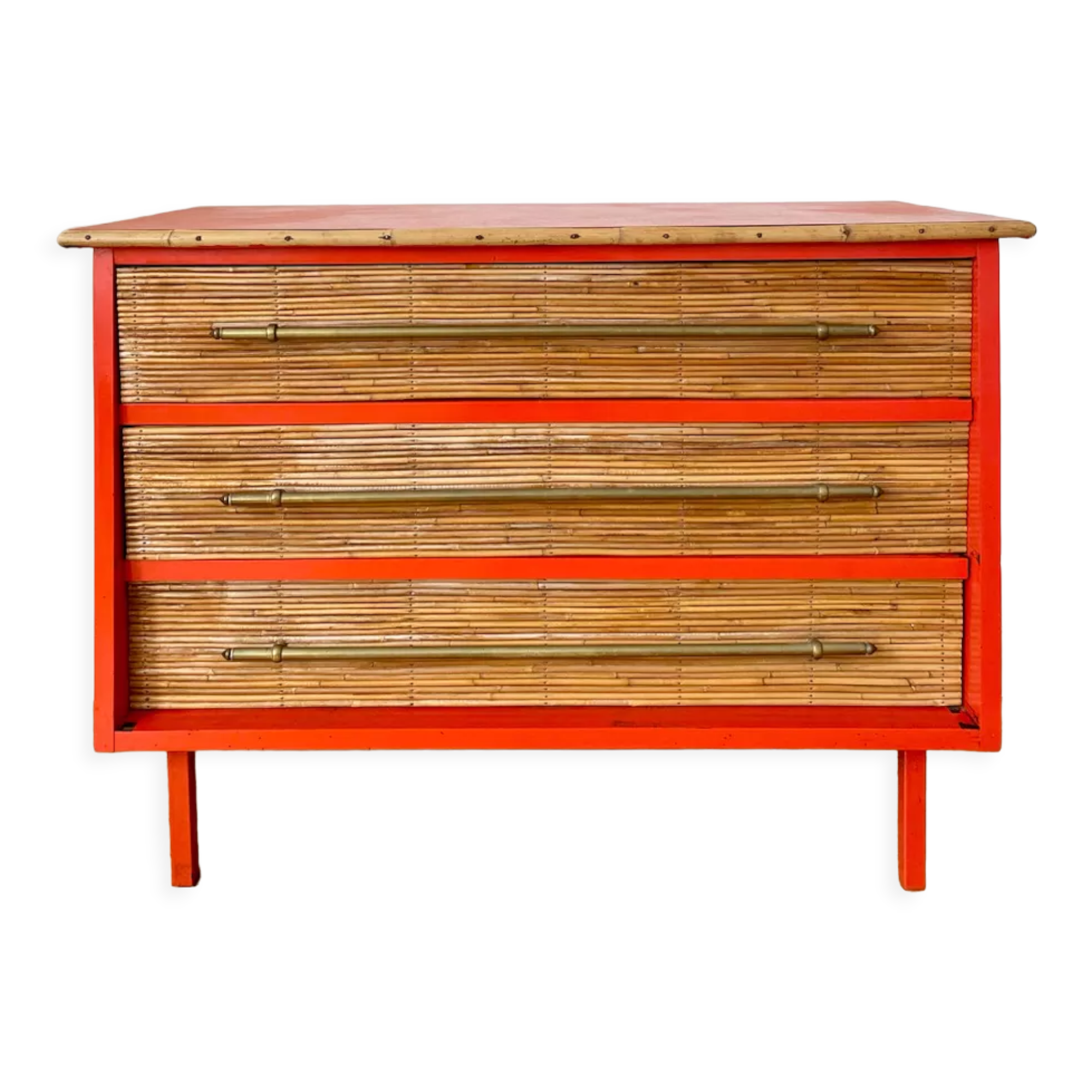 Commode en bambou et rotin vintage