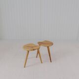 Pair of sculptural mid-century stools in pine by Norsk Husflid 1960s Norway