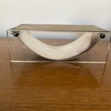 Antique Cigarette Holder Design Transparent Plexi & Silver Metal Vintage #C1