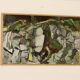 Swedish Oil On Canvas Painting "Composition in Green" - Vintage & Framed