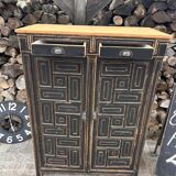 Storage furniture / Antique black wood and wood sideboard