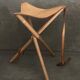 Tabouret pliant cuir et bambou 1970