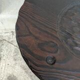 Tripod stool, horseshoe, rustic brutalist decoration.