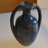 Iridescent Pierrefonds stoneware amphora vase, Art Deco, 1930, signed