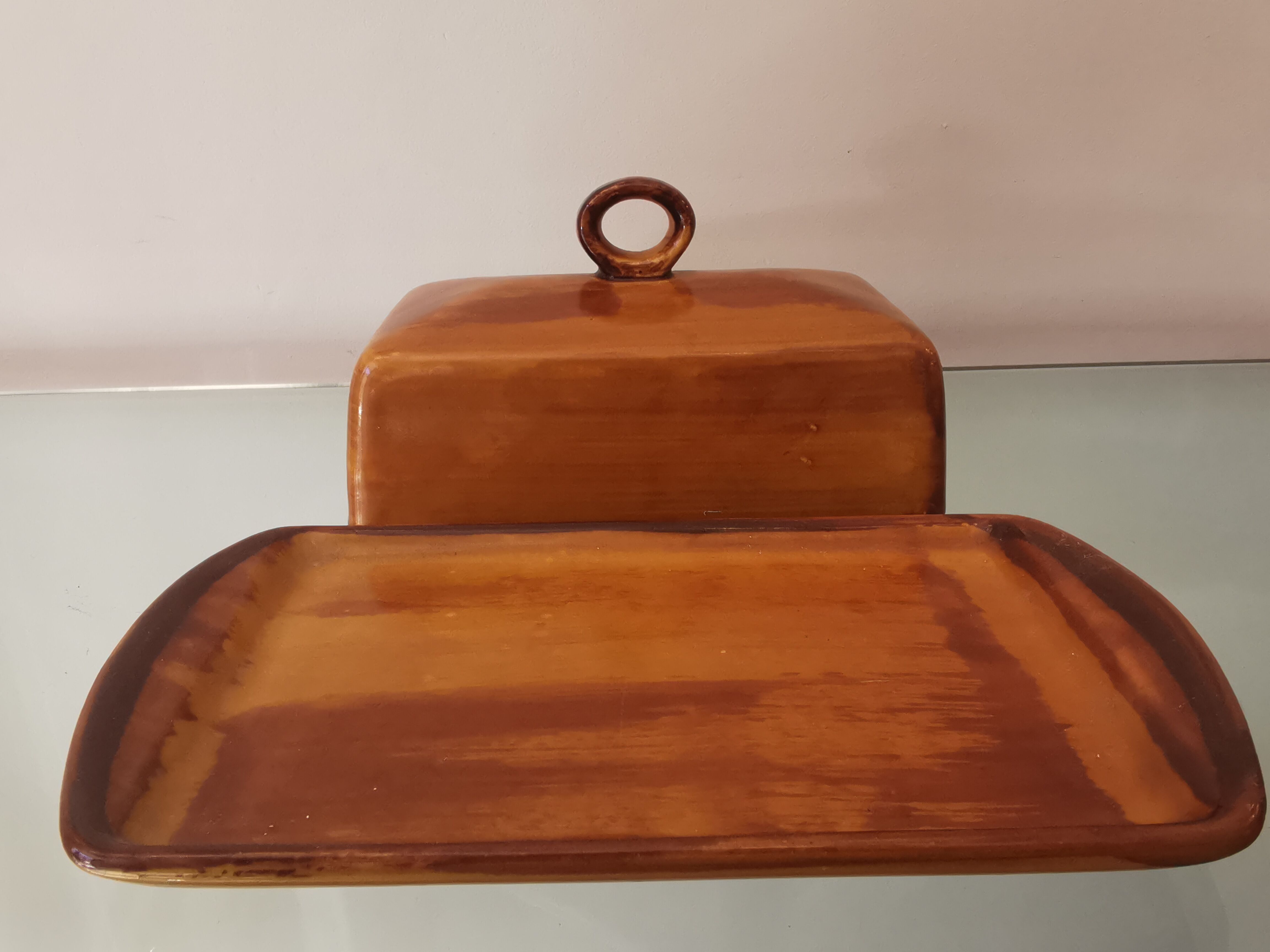 Vintage ceramic butter maker Saint Clément, France, 70s