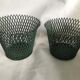 Paire de cache pots en métal vert ajouré par Mathieu Mategot 1950