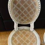 Paire de chaises Louis XVI époque fin XIXe cannages façon damiers