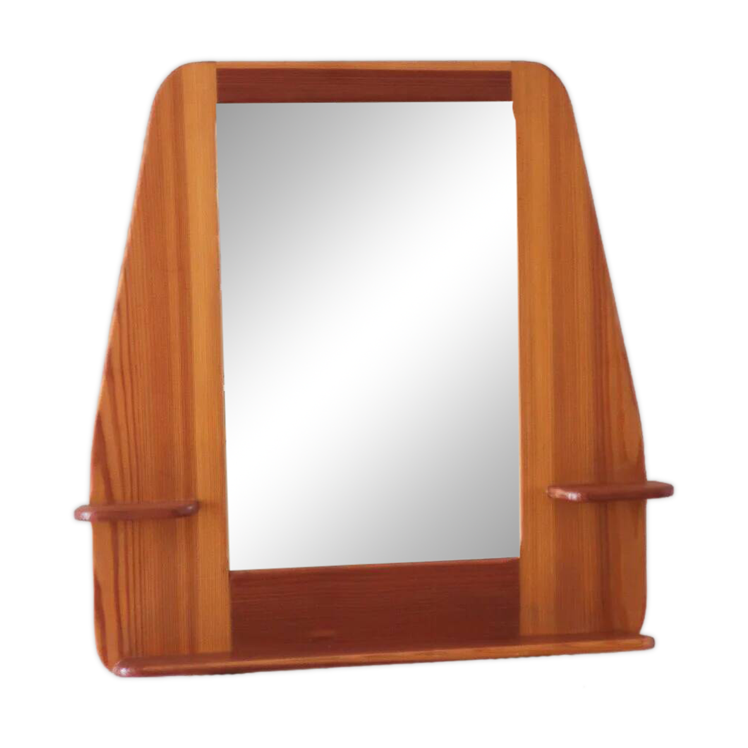 Wall mirror with a solid pine frame, integrated shelf.
