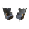 Pair of Bergère sculptural barrel chairs