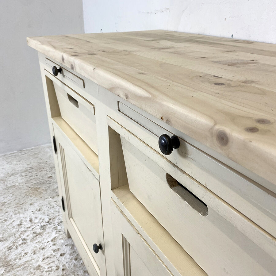 Sideboard beige light top solid wood raw