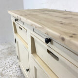 Sideboard beige light top solid wood raw