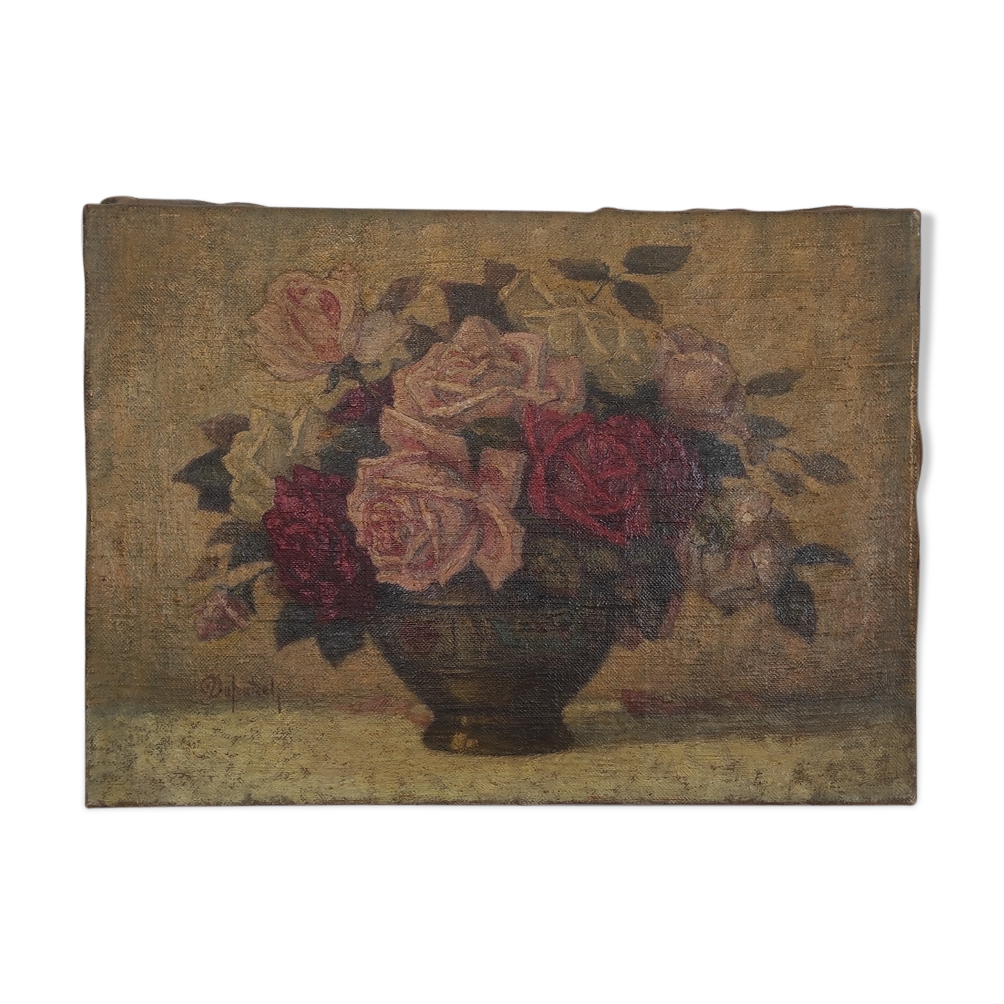 Painting on linen bouquet of flowers