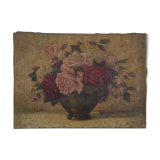 Painting on linen bouquet of flowers