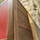 bureau enfant, ado, bois massif et cuir rouge
