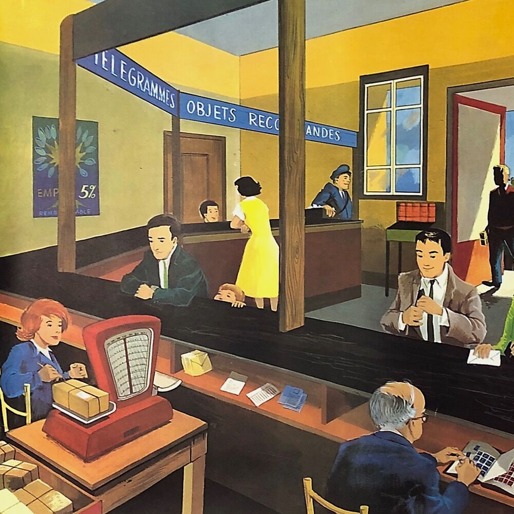 Educational poster "LA POSTE" and "CHEZ LE DENTISTE"