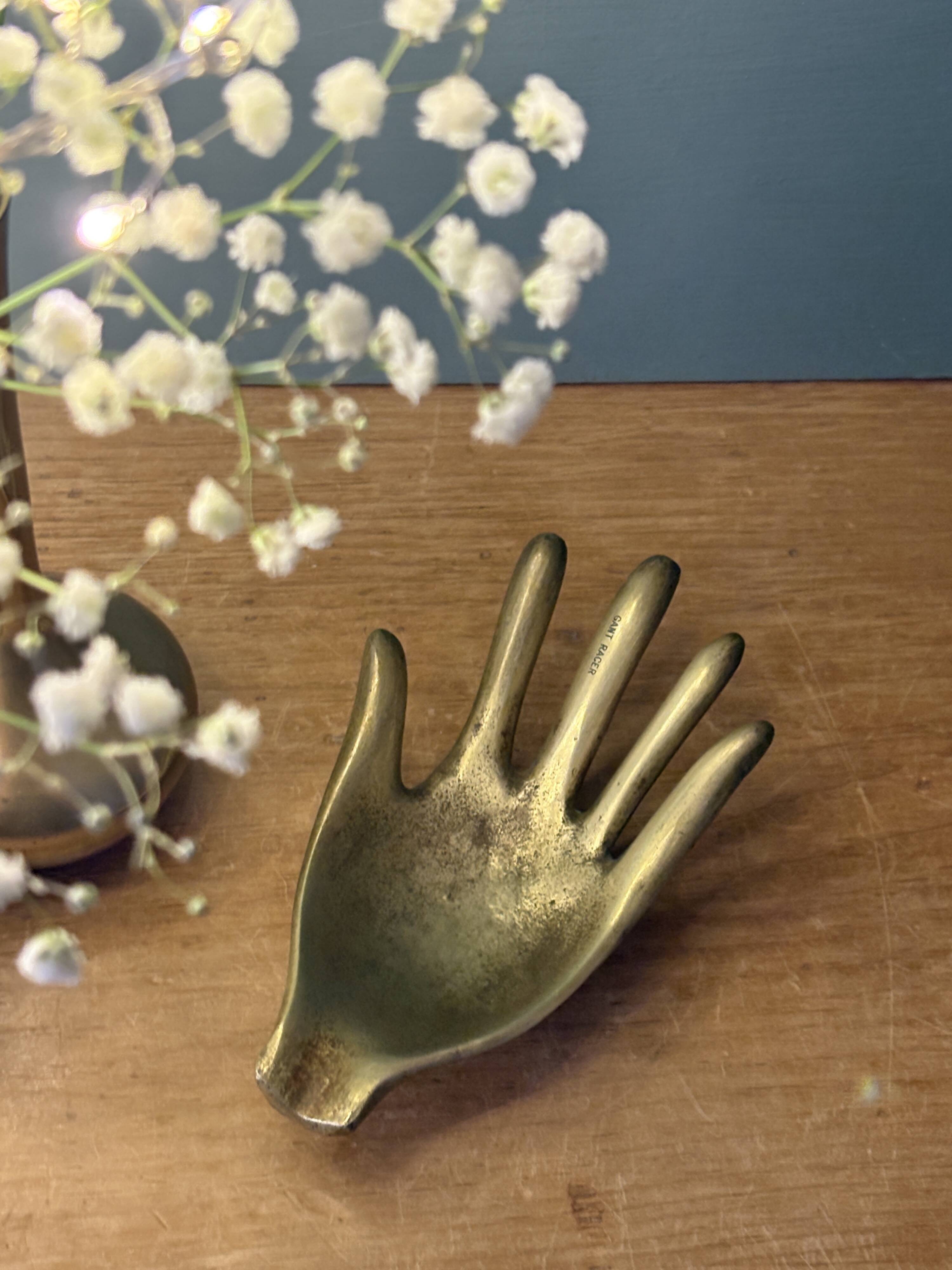 Vintage brass hand ashtray/trinket tray