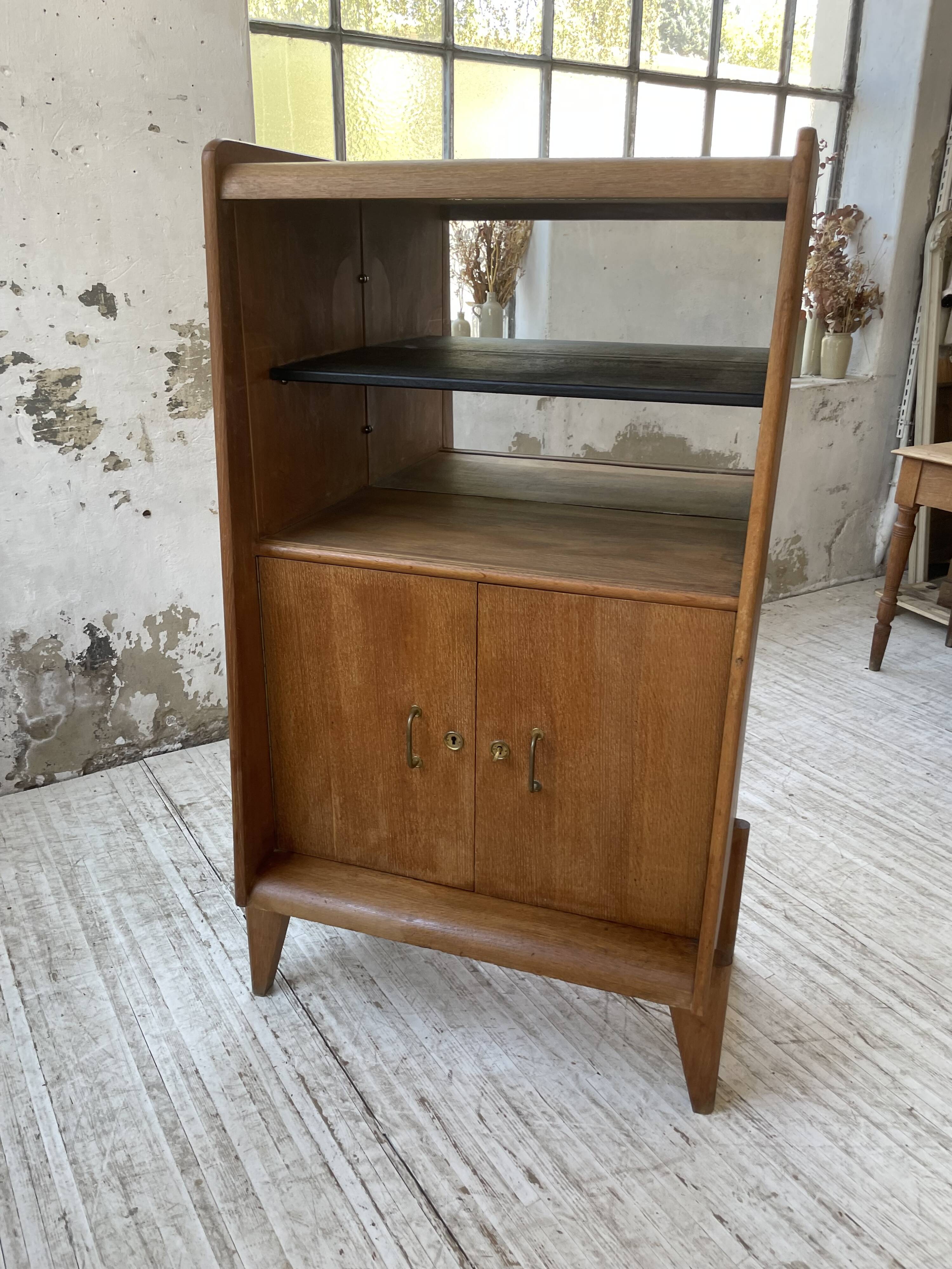 Meuble de rangement secrétaire chêne années 60