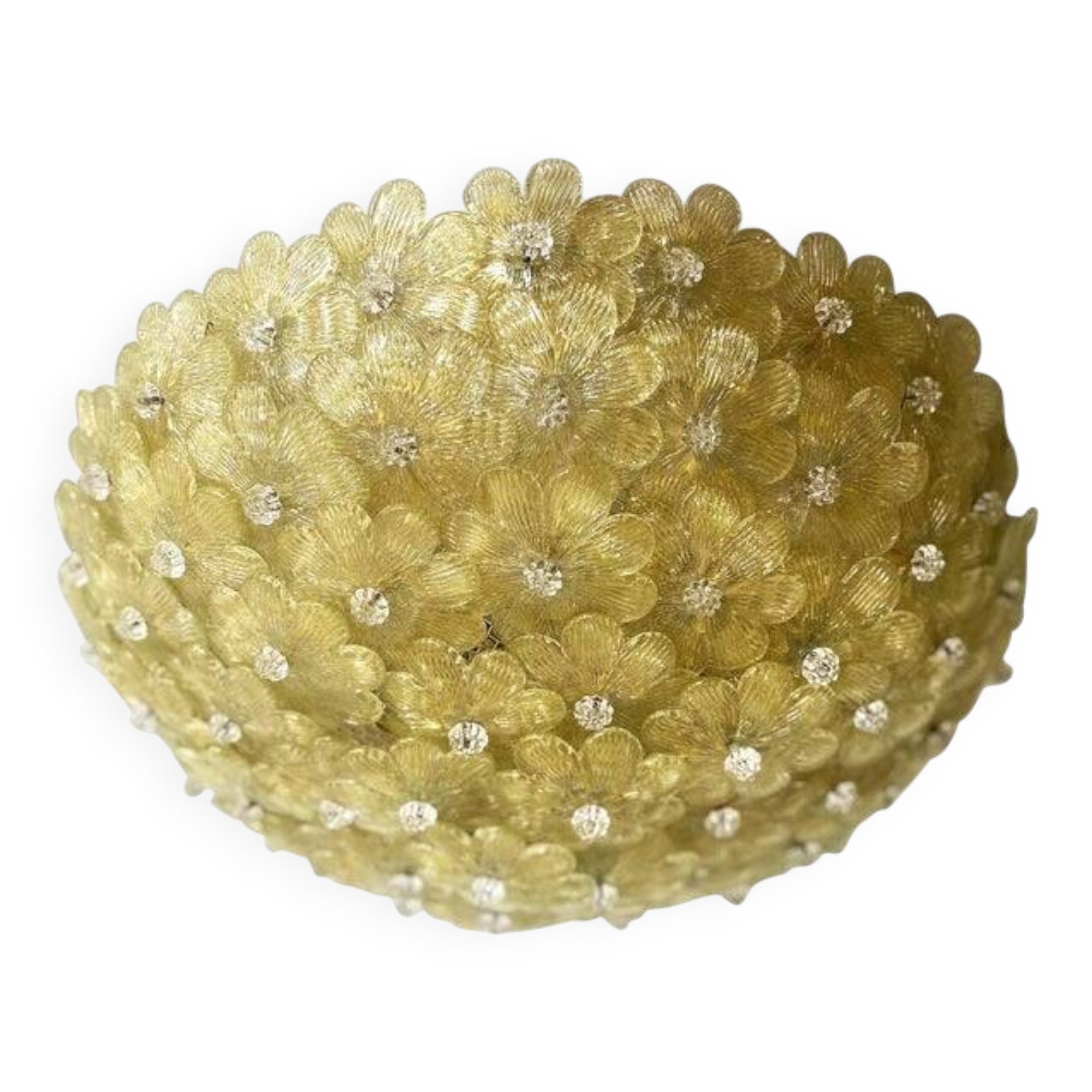 Early 21st Century Gold-Flowers Murano Glass Flush Mount
