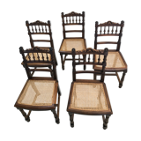 5 canne chairs Henry II style 1900