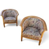 2 x armchair / club chair / floral fabric / 1980s